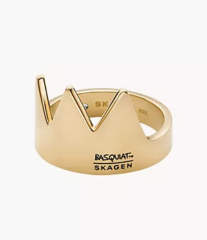Skagen x Basquiat Gold-Tone Stainless Steel Iconic Crown Ring