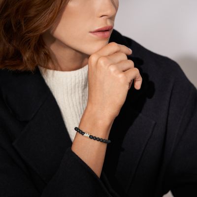 Skagen x Basquiat ブラックガラス ビーズブレスレット SKJ1758710 