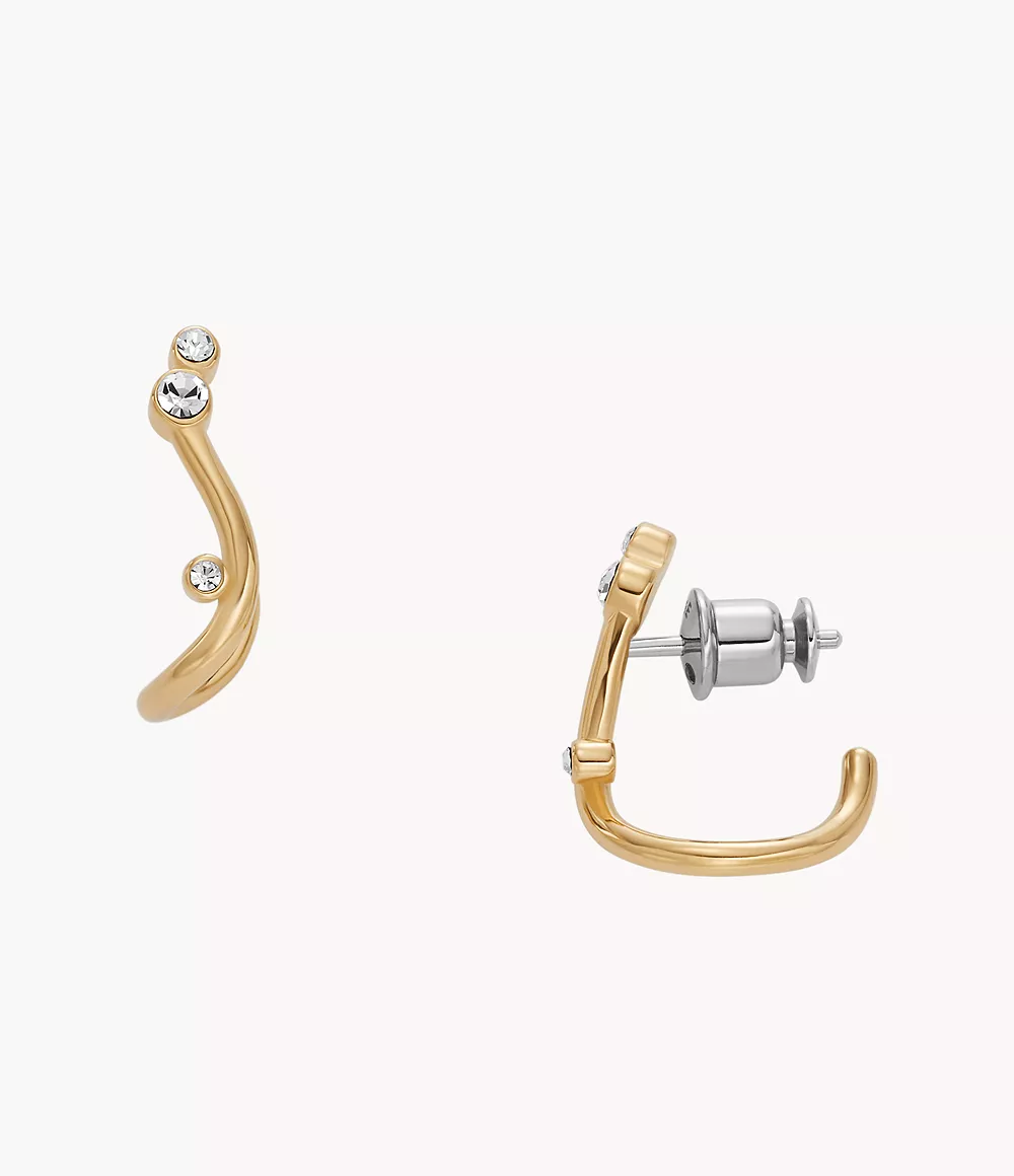 Skagen Unisex Kariana Waves Gold-Tone Stainless Steel Hoop Earrings
