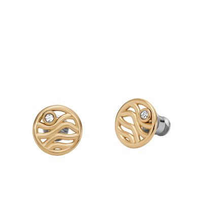 Kariana Waves Gold Tone Stainless Steel Stud Earrings