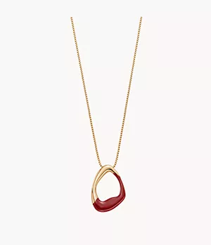 Anja Pebble Gold-Tone Stainless Steel Pendant Necklace Dipped in Cranberry Enamel