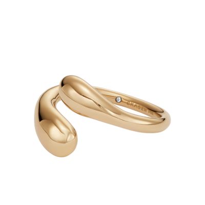 Liquid Metal Gold-Tone Stainless Steel Crossover Ring 