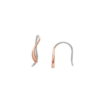 Photos - Earrings Skagen Women's Kariana Waves Rose Gold-Tone Stainless Steel Drop  