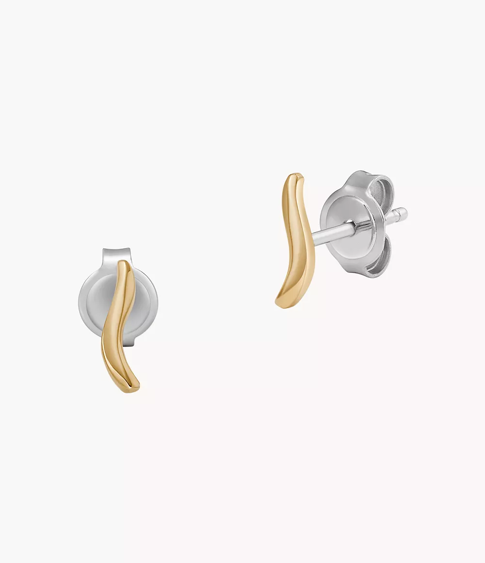Skagen Women’s Kariana Waves Gold-Tone Stainless Steel Stud Earrings - Gold-Tone