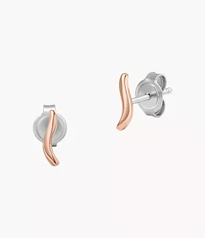 Kariana Waves Rose Gold-Tone Stainless Steel Stud Earrings