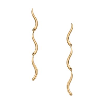 Kariana Waves Gold-Tone Stainless Steel Long Drop Earrings