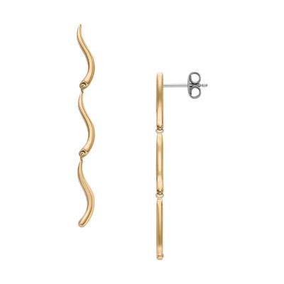 Kariana Waves Gold-Tone Stainless Steel Long Drop Earrings