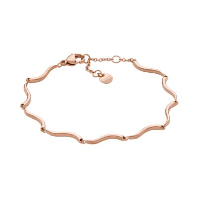 Essential Waves Rose Gold-Tone Stainless Steel Chain Bracelet