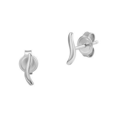 Photos - Earrings Skagen Women's Kariana Waves Stainless Steel Stud  - Silver-Tone S 