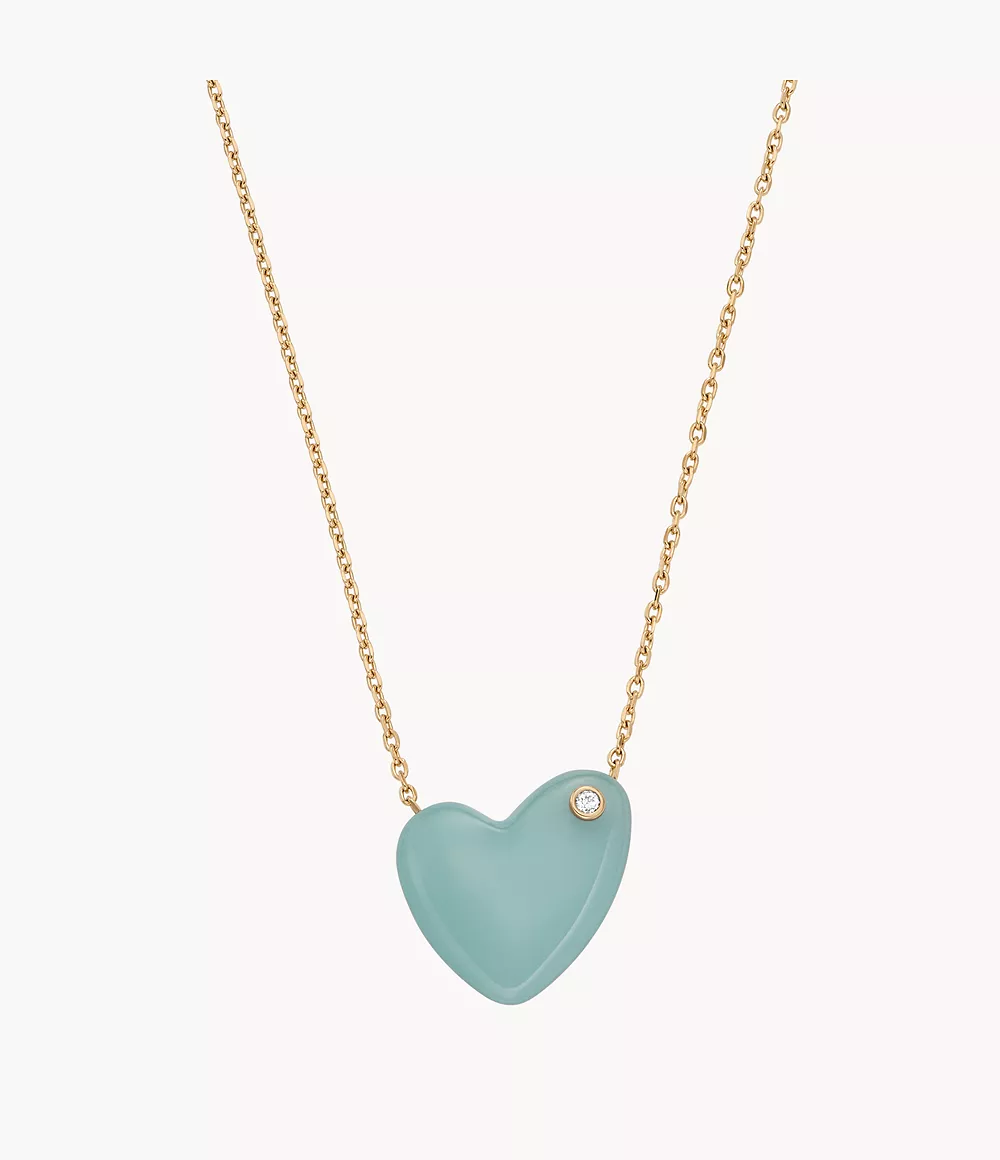 Skagen Women’s Sofie Sea Glass Mint Green Heart-Shaped Pendant Necklace - Gold-Tone