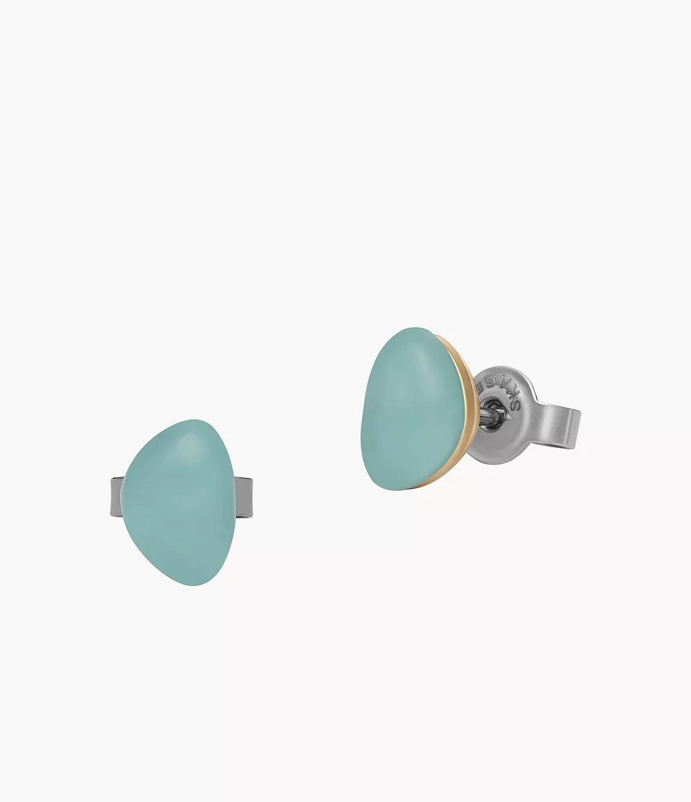 Skagen Women’s Sofie Sea Glass Mint Green Organic-Shaped Stud Earrings - Gold-Tone