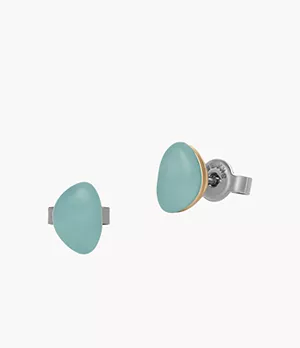 Sofie Sea Glass Mint Green Organic-Shaped Stud Earrings