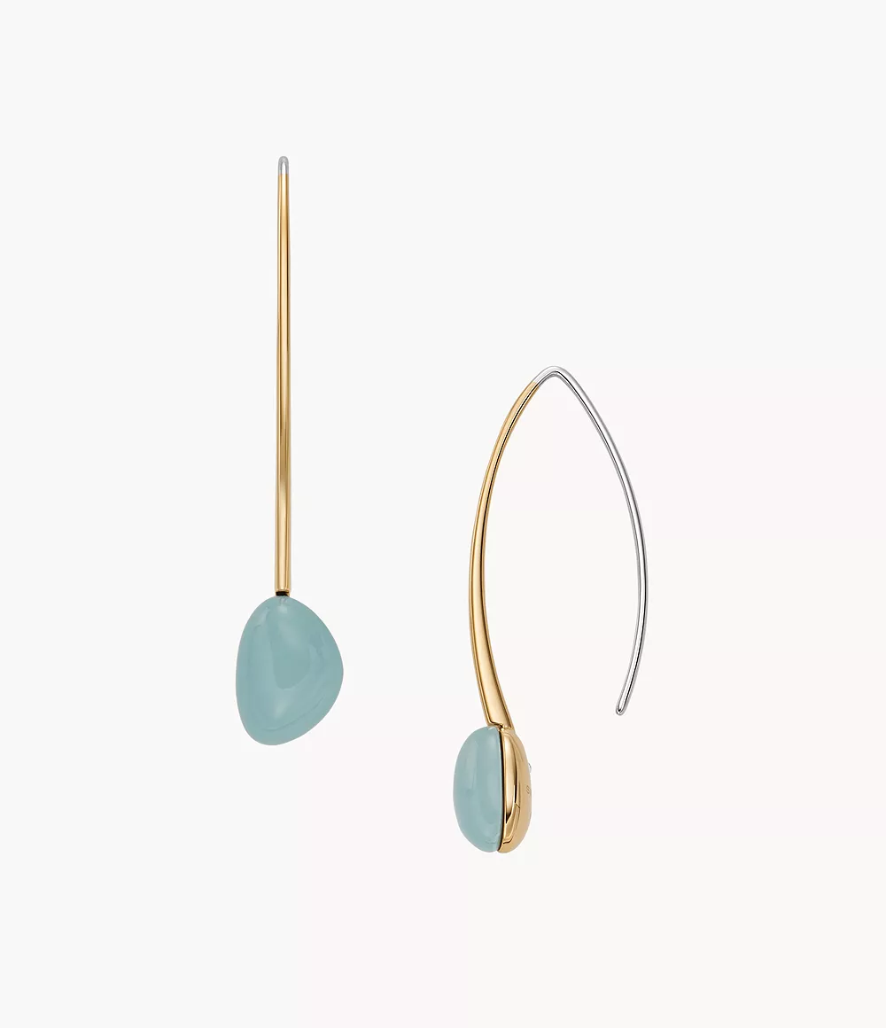 Skagen Women’s Sofie Sea Glass Mint Green Pull-Through Earrings - Gold-Tone