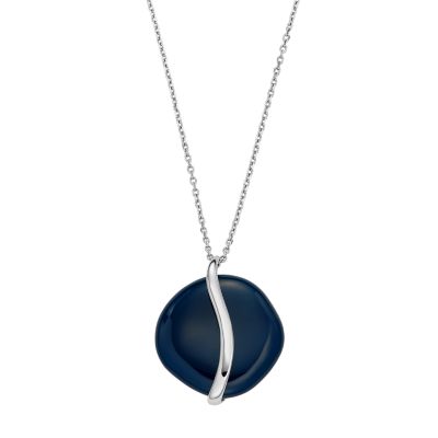 Skagen Women’s Sofie Sea Glass Blue Organic-Shaped Pendant Necklace - Silver-Tone