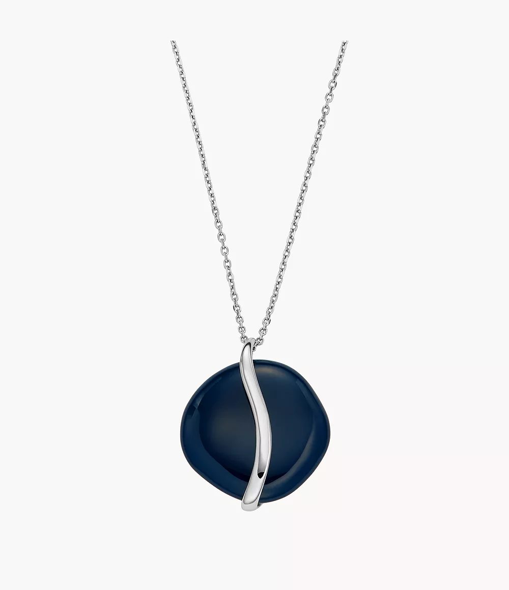 Skagen Women’s Sofie Sea Glass Blue Organic-Shaped Pendant Necklace - Silver-Tone
