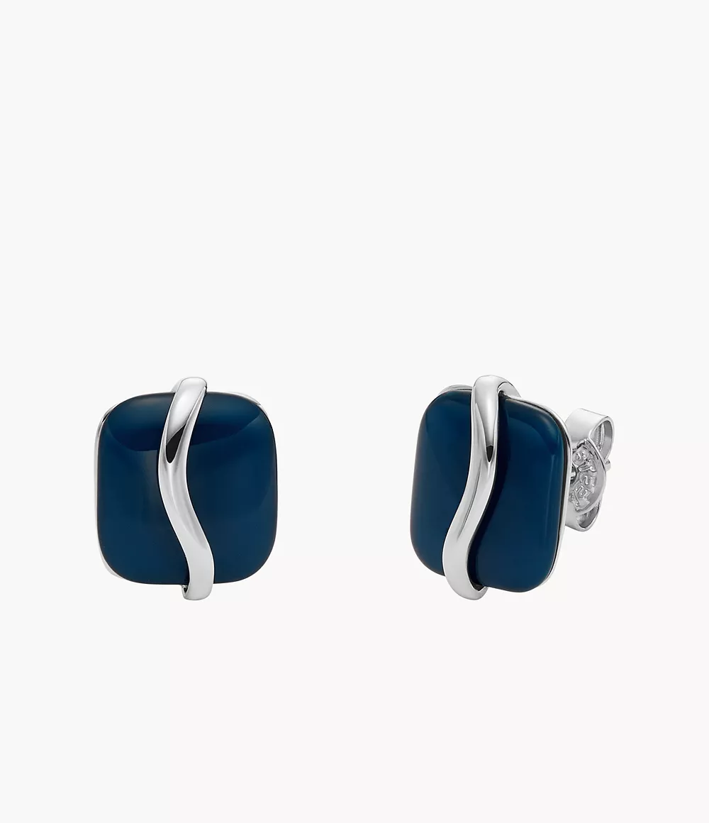Skagen Unisex Sofie Sea Glass Blue Organic-Shaped Stud Earrings
