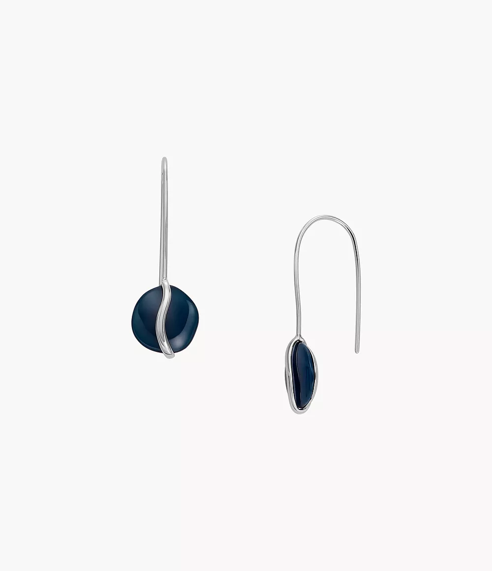 Skagen Women’s Sofie Sea Glass Blue Organic-Shaped Pull-Through Earrings - Silver-Tone