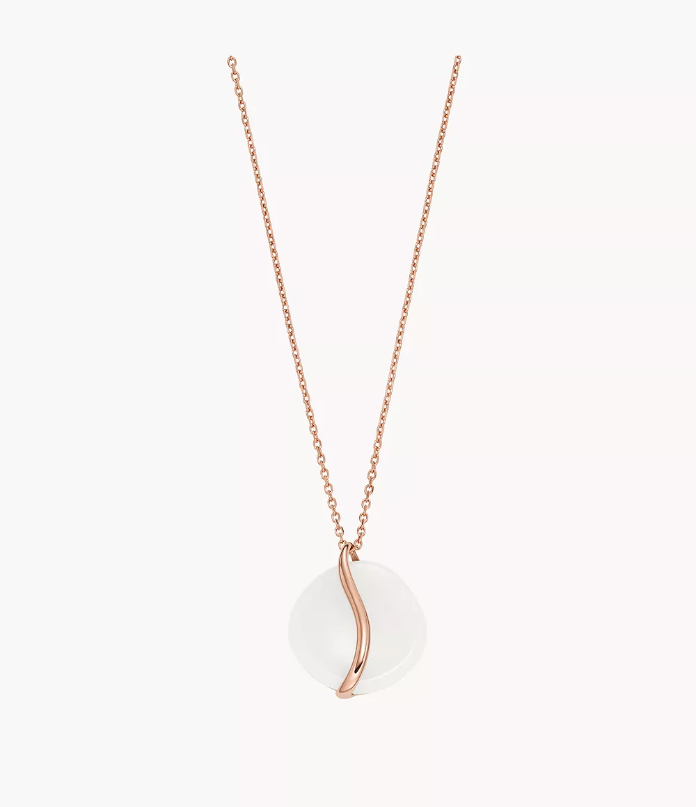 Skagen Women’s Sofie Sea Glass White Organic-Shaped Pendant Necklace - Rose Gold-Tone