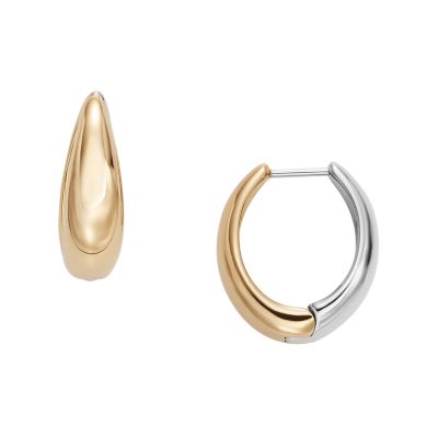 Linje Modern Two-Tone Stainless Steel Hoop Earrings