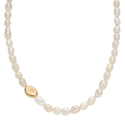 Skagen Women’s Agnethe Pearl White Freshwater Pearl Necklace - gold-tone