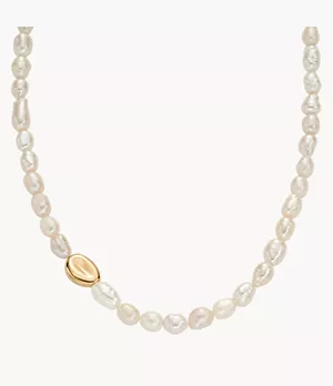 Collier Agnethe avec perle d’eau douce, blanc perle
