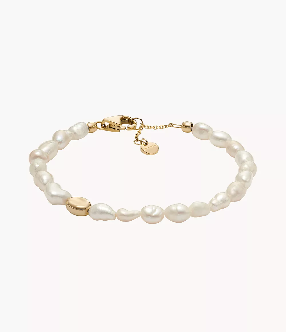 Skagen Unisex Agnethe Pearl White Freshwater Pearl Beaded Bracelet
