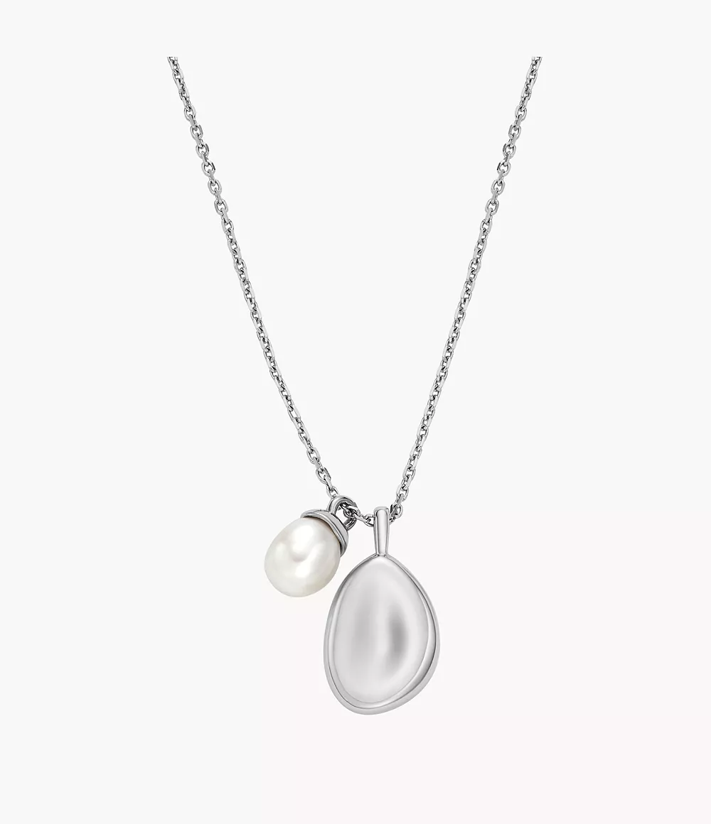 Skagen Unisex Agnethe Pearl White Freshwater Pearl And Pebble Pendant Necklace
