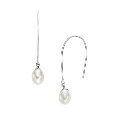 Agnethe Pearl White Freshwater Pear Pull-Through Earrings