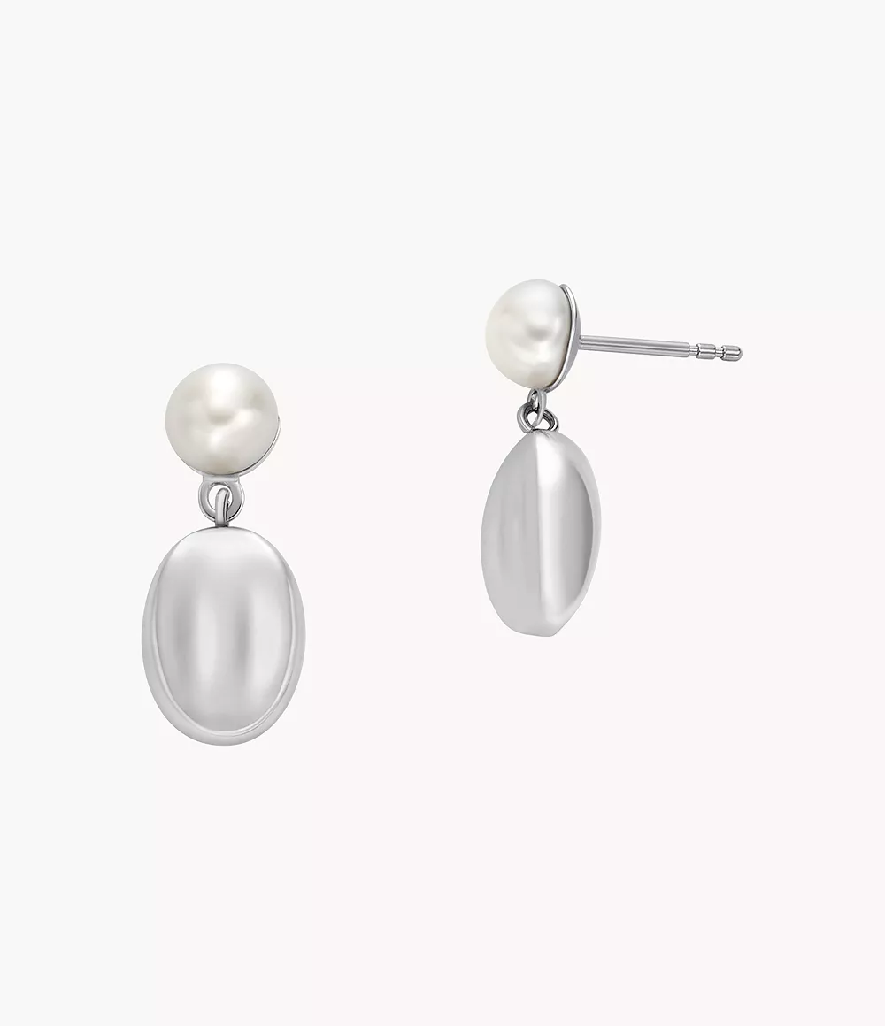 Skagen Unisex Agnethe Pearl White Freshwater Pearl And Pebble Drop Earrings
