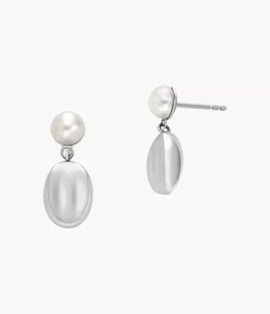 Agnethe Pearl White Freshwater Pearl and Pebble Drop Earrings
