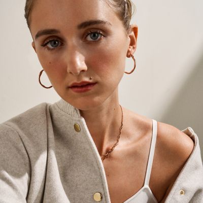 Skagen Women's earrings made of stainless steel or semi-precious in rose gold colour with post clasp, Glass and stainless steel, Glass