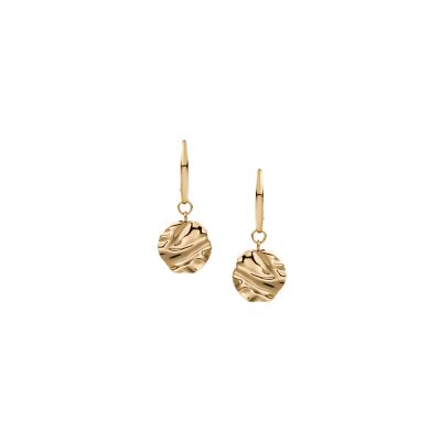 Moderne Stak Gold-Tone Stainless Steel Wave Medallion Drop
