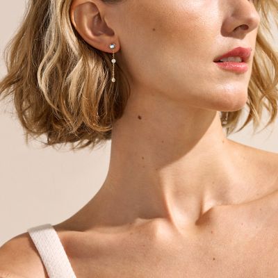 Sofie Sea Glass ゴールドトーン ステンレススチール ドロップピアス