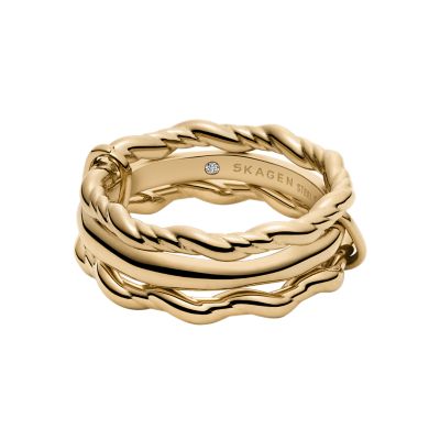 Moderne Stak Gold-Tone Stainless Steel Stack Ring