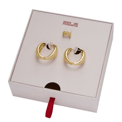 Baum Und Pferdgarten X Skagen Gold-Tone Brass Hoop Earrings and 