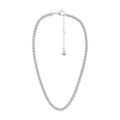 Moderne Glitz Silver-Tone Brass Chain Necklace