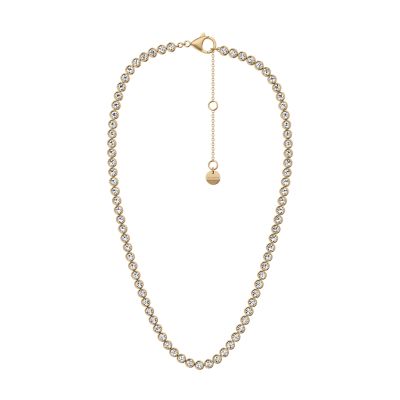 Moderne Glitz Gold-Tone Brass Chain Necklace