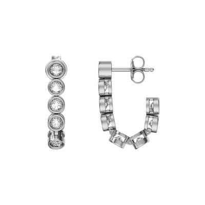 Moderne Glitz Silver-Tone Brass Hoop Earrings