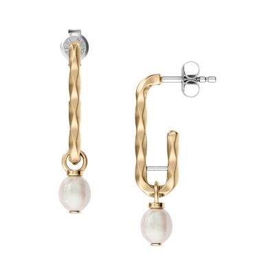 Agnethe Pearl Gold-Tone Brass Drop Earrings