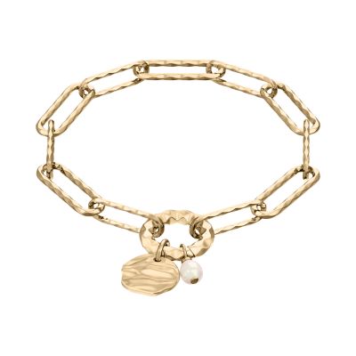 Agnethe Pearl Gold-Tone Brass Chain Bracelet