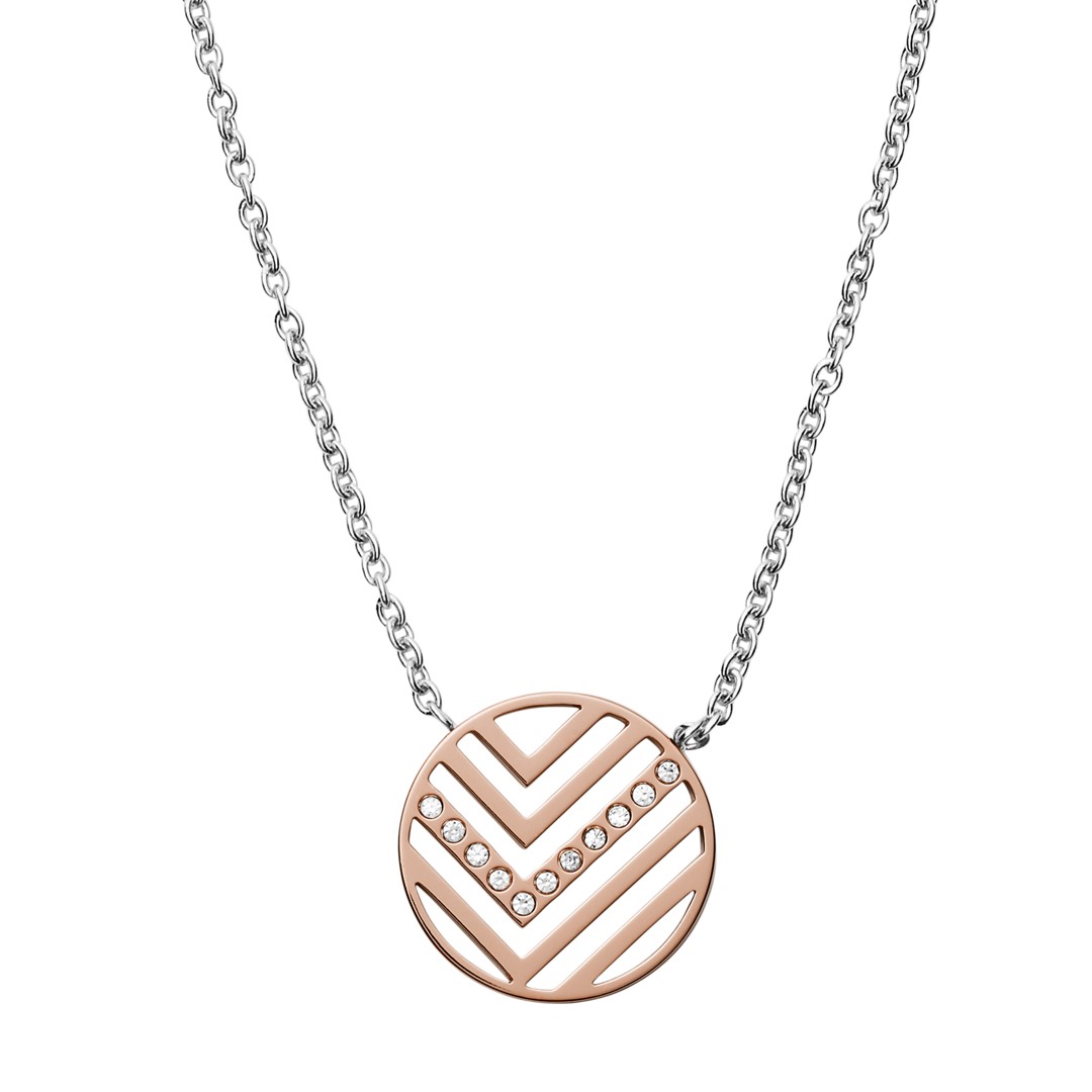 Elin Two-Tone Stainless Steel Necklace + Earring Box Set - SKJB1001998 Elin Two-Tone Stainless Steel Necklace + Earring Box Set - SKJB1001998