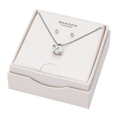 【沙耶】 Agnethe Mother-of-Pearl Silver-Tone Pendant Necklace