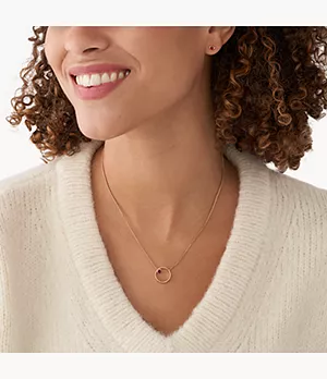 Kariana Rose-Tone Stainless Steel Necklace and Earrings Set