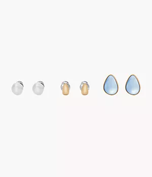 Sofie Sea Glass White Freshwater Pearl Earrings Set
