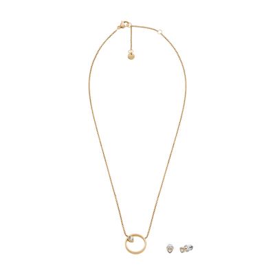 Photos - Earrings Skagen Women's Gold-Tone Stainless Steel Necklace and Kariana  Gif 