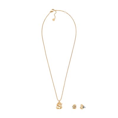 Skagen Women’s Skagen LNY Gift Set Gold-Tone Stainless Steel Earrings and Necklace - Gold-Tone