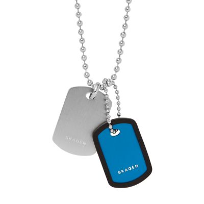 Kvarter シルバートーン アルミニウム ドッグタグネックレス Skjm Skagen