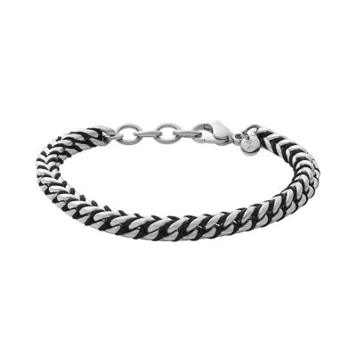 Hulsten Silver-Tone Stainless Steel and Black Nylon Bracelet SKJM0170040 -  Skagen