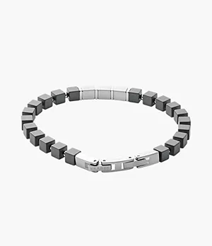 Mikael Silver-Tone Stainless Steel and Haematite Bracelet