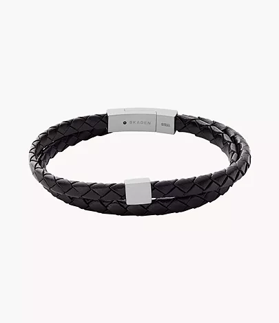 Hulsten Black Leather Strap Bracelet SKJM0184040 - Skagen